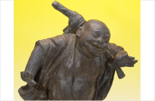 米治一作・青銅歓喜布袋 約7.6kg